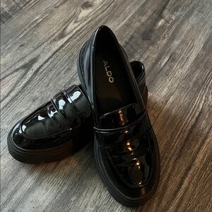 Aldo Glossy Black Loafers